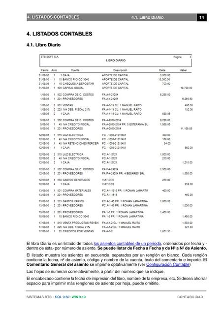 Listados contables Libro Diario