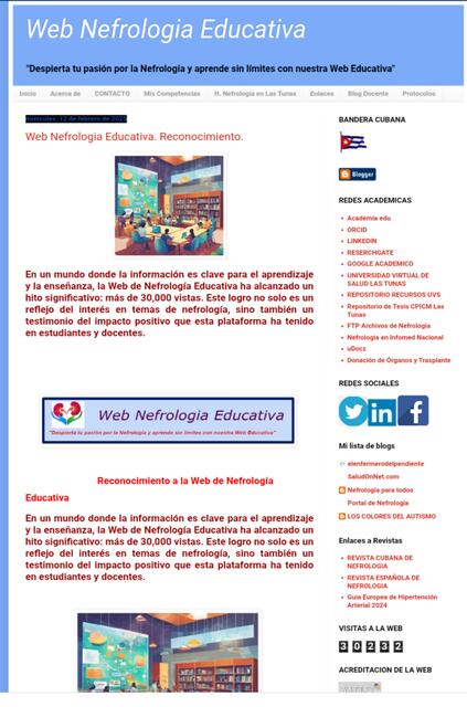 Reconocimiento Web Nefrologia Educativa por 30,000 Views