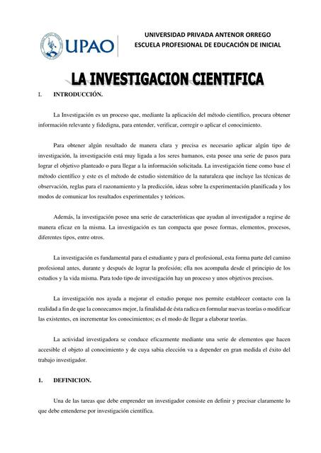 INVESTIGACION CIENTIFICA