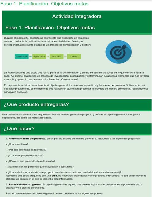 Fase 1 planificación Prepa en Linea