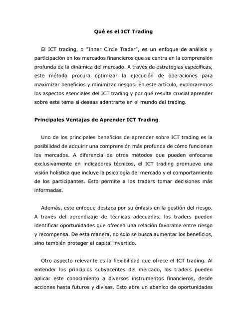 Qué es el ICT Trading