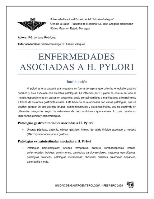 Patologías asociadas a H. Pylori