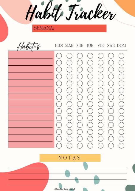 Habit tracker rosa amarilo