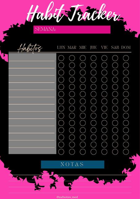 Habit tracker rosa negroo