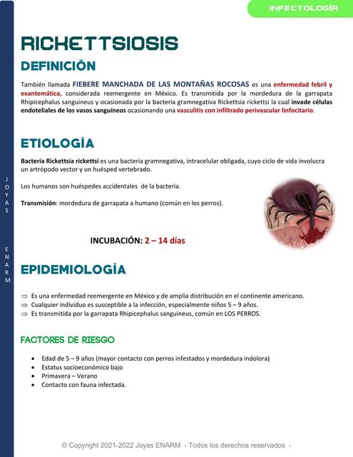 3 Rickettsiosis Fiebre Mancha de las Montañas Roco