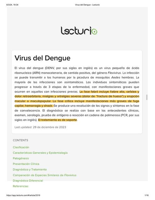 Virus del Dengue Lecturio