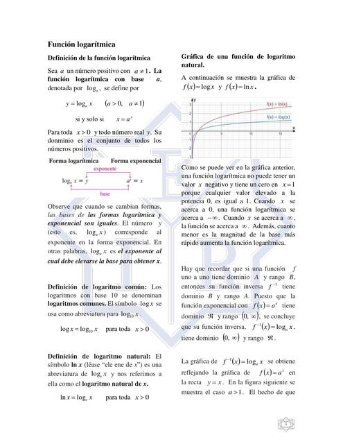 APUNTE FUNCION LOGARITMICA UAA