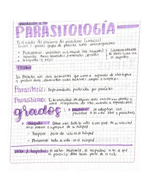 INTRODUCCIÓN A LA PARASITOLOGÍA