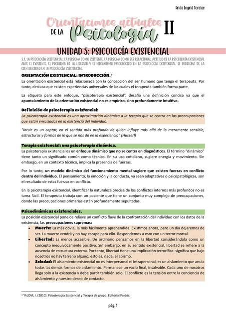 Orientaciones Actuales de la Ps. II - Ps. Existencial