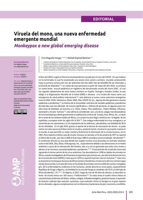 Viruela del mono una nueva enfermedad emergente