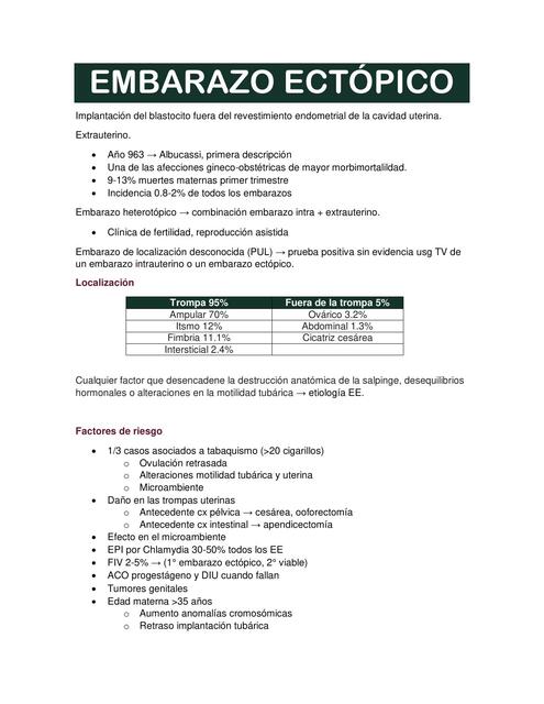 Embarazo Ectópico