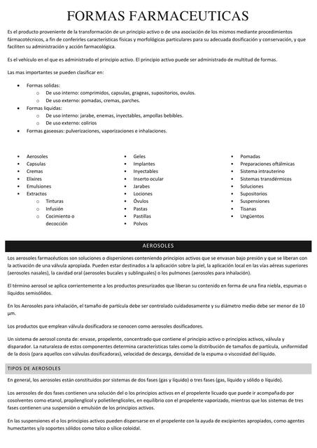 FORMAS FARMACEUTICAS