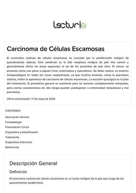 Dermatología lecturio Carcinoma de Células Escamos