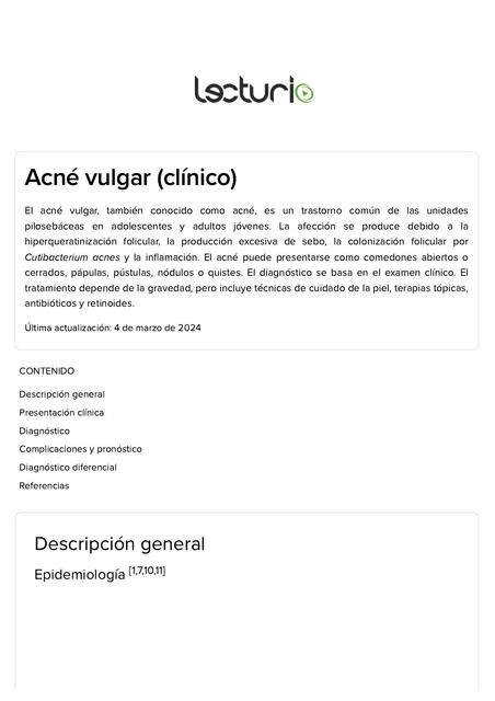 Dermatología lecturio Acne Vulgaris Clinical Lectu