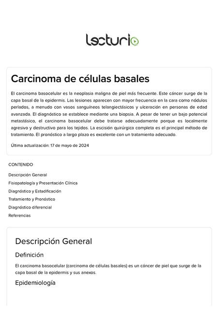 Dermatología lecturio Carcinoma Basocelular Lectur