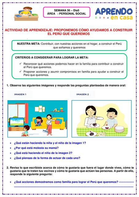 SESION DE PERSONAL SOCIAL S36-Dia5 | APRENDO EN CASA-material Diario ...