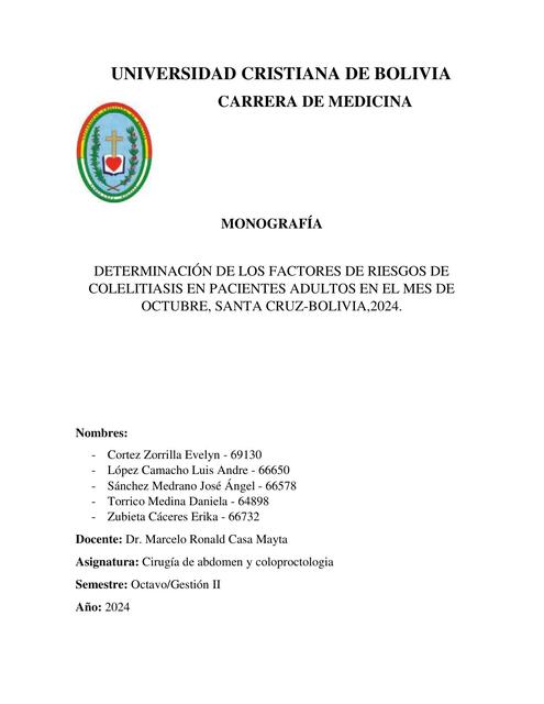 Colelitiasis en pacientes adultos - Trab. investigación