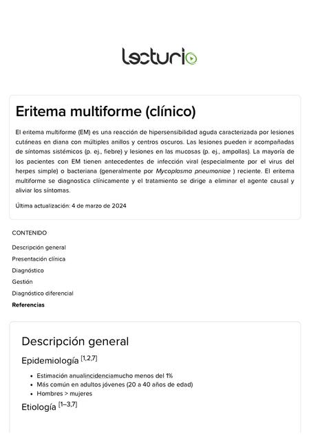 Dermatología lecturio Erythema Multiforme Clinical