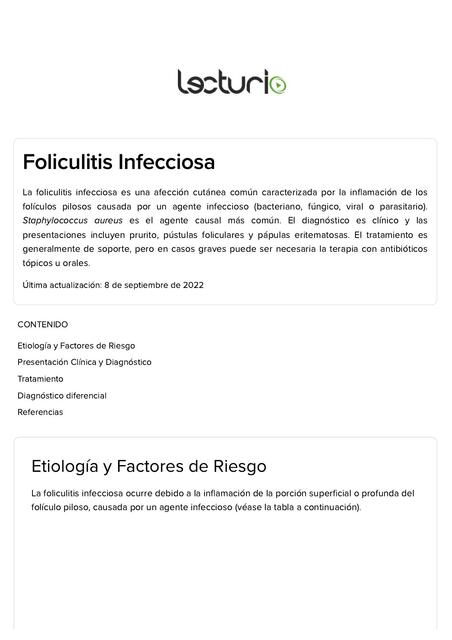 Dermatología lecturio Foliculitis Infecciosa Lectu