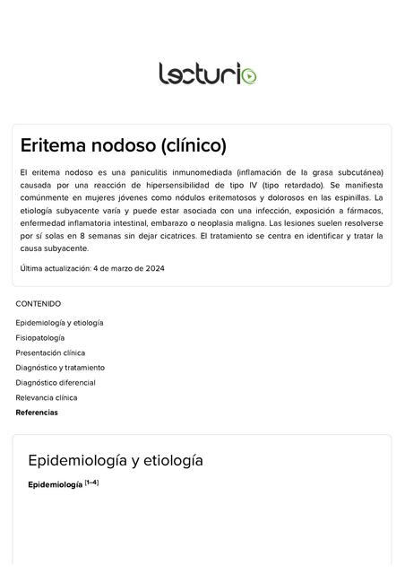 Dermatología lecturio Erythema Nodosum Clinical Le