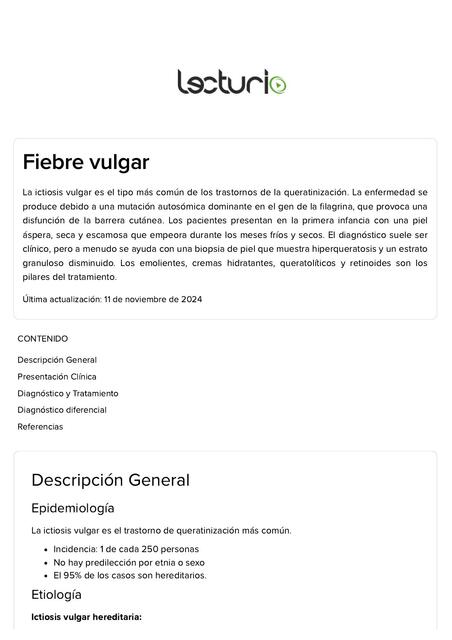 Dermatología lecturio Ictiosis Vulgar Lecturio