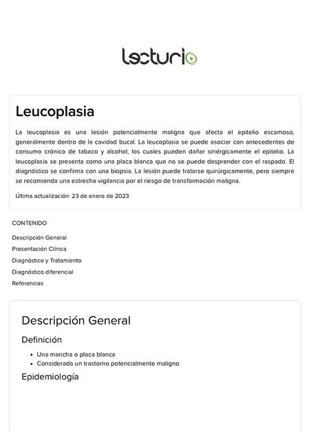 Dermatología lecturio Leucoplasia Lecturio