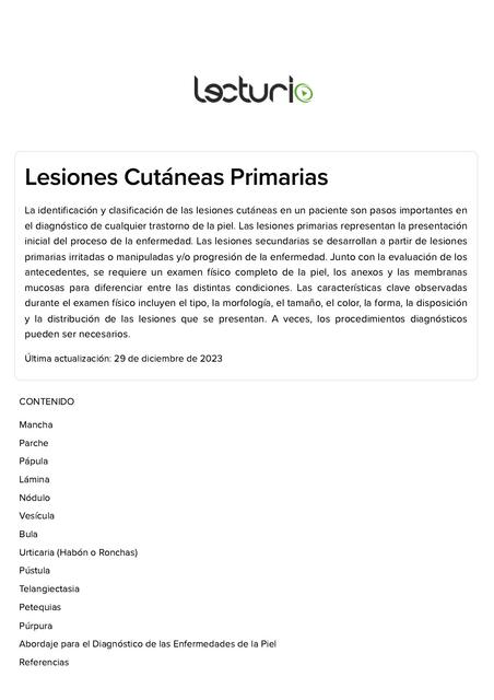 Dermatología lecturio Lesiones Cutáneas Primarias