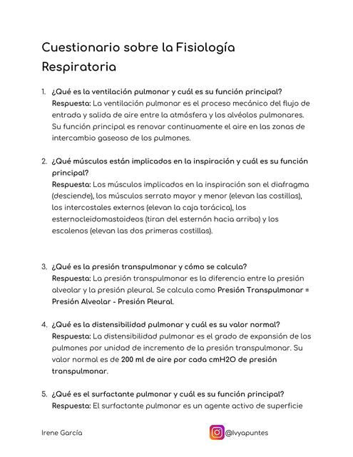 Cuestionario FISIOLOGIA RESPIRATORIA