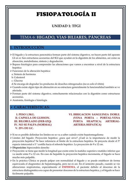 TEMA 6 HIGADO VIAS BILIARES PÁNCREAS