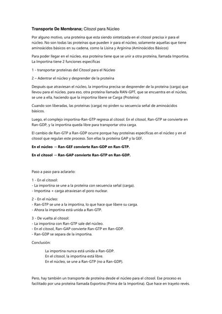 Transporte De Membrana - Citosol y peroxisoma p nucleo