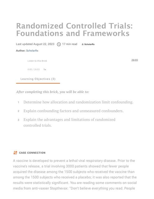 Brick Exchange Randomized Controlled Trials Founda