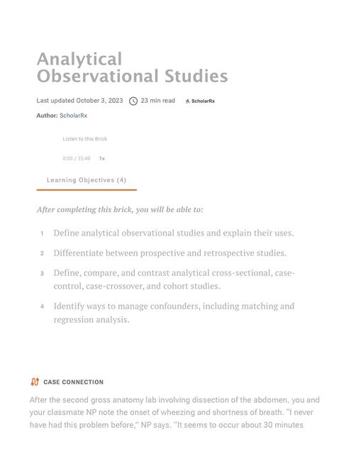 Brick Exchange Analytical Observational Studies