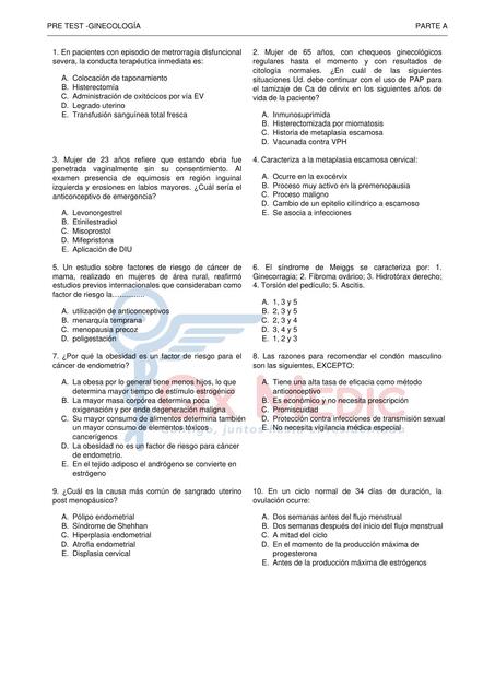 Pretest de Ginecología