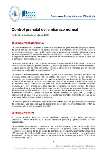 Control prenatal embarazo