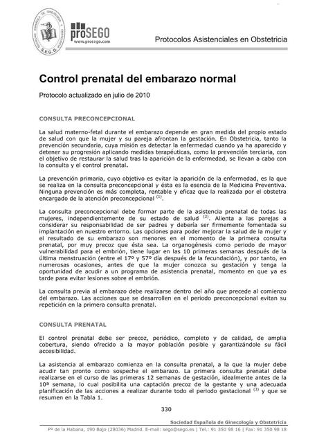 Control prenatal del embarazo normal