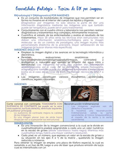 Generalidades de radiología - Técnicas de dx por imágenes