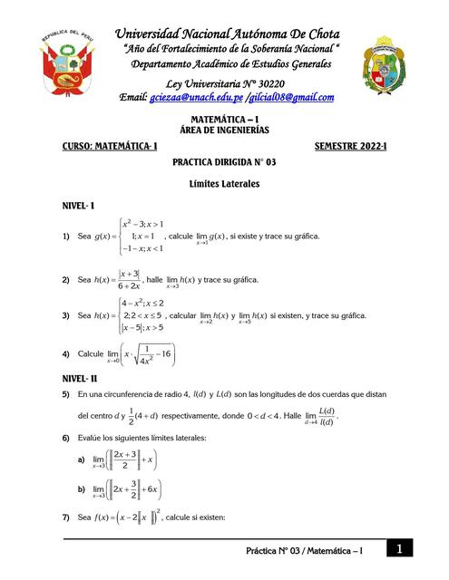 Ejercicios Limites Laterales