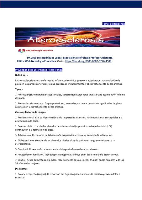 ARTERIOESCLEROSIS Temas de Residencias