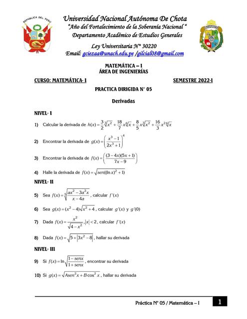 Ejercicios de Derivadas