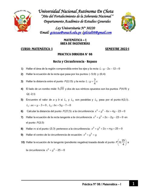 Ejercicios de Recta y Circunferencia