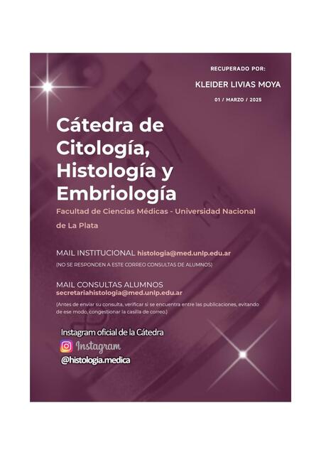 GUIA UNLP EMBRIOLOGÍA E HISTOLOGÍA HUMANA BY KLEIDER LIVIAS MOYA