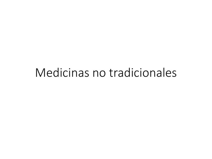 Farmacoterapia y Medicina No Tradicional