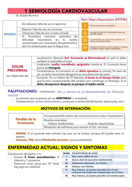 1 SEMIOLOGÍA CARDIOVASCULAR