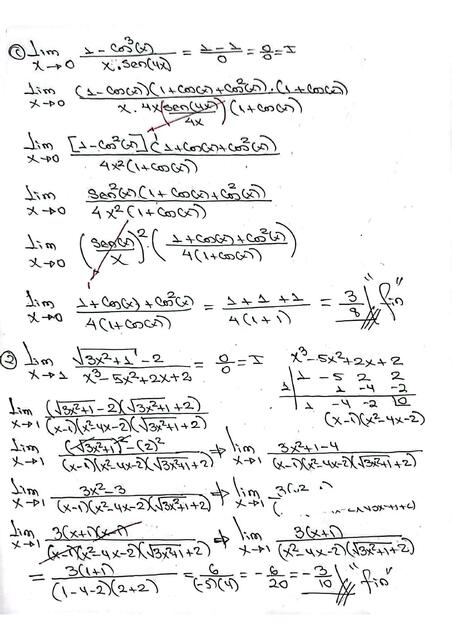 EXÁMENES DE CALCULO II LIMITES, CIRCUNFERENCIAS y DERIVADAS.