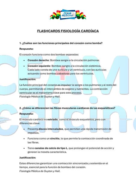 FLASHCARDS FISIOLOGIA CARDIACA