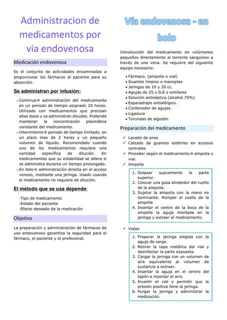 3 ADMINISTRACIÓN DE MEDICAMENTOS POR VÍA INTRAVENO