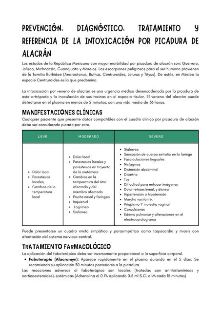 PICADURAS DE ALACRAN