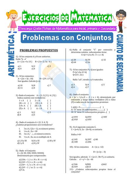 Problemas con Conjuntos para Cuarto de Secundaria | Carlos Niño | uDocz
