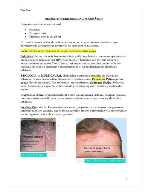 Escamas Rojas DERMATITIS SEBORREICA o ECCEMÁTIDE | Silvia Teresa | uDocz