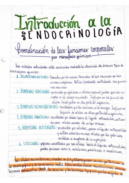 Introducción a la endocrinología 